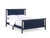 Blue and Walnut Reversible Inlaid Panels Solid Wood Full Bed Frame