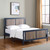 Blue and Walnut Reversible Inlaid Panels Solid Wood Full Bed Frame