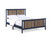 Blue and Walnut Reversible Inlaid Panels Solid Wood Full Bed Frame