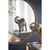 30" Brown Crowned Top Antiqued Glass Framed Accent Mirror