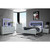 Silver and Gray Wood And Upholstery Lighted Queen Bed Frame