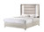 Beige White And Chrome Wood Upholstered Lighted King Bed Frame