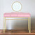 42" Gold And Pink Wood Vanity Table With Mirror And Two Drawers