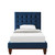 Navy Blue Solid Wood Full Tufted Upholstered Velvet Bed