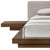 Gray and Walnut Wood And Faux Leather King Bed Frame With Attached Nightstands