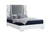 White and Gray Wood And Faux Leather Lighted King Bed Frame