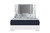 White and Gray Wood And Faux Leather Lighted King Bed Frame
