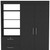 59" Black Three Drawer Dresser