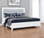 White and Light Gray Ribbed Texture Wood And Upholstery Lighted Full Bed Frame