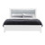 White and Light Gray Ribbed Texture Wood And Upholstery Lighted Full Bed Frame