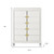 37" White Wood With Gold Faux Crystal Bling Wood Five Drawer Dresser