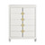 37" White Wood With Gold Faux Crystal Bling Wood Five Drawer Dresser