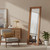 65" Brown Solid Wood Framed Full Length Mirror With Stand
