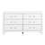 58" White Wood Six Drawer Double Dresser