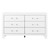 58" White Wood Six Drawer Double Dresser
