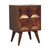 24" Chestnut Solid Wood Square Carved Geometric Two Drawer Nightstand