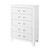 49" White Wood Five Drawer Dresser