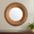 30" Brown Solid Wood Faceted And Beaded Round Framed Accent Mirror