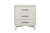 34" White Carved Geometric Solid Wood Three Drawer Dresser