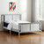 Gray Reversible Inlaid Panels Solid Wood Full Bed Frame