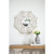 24" White Floral Scrollwork Distressed Round Framed Accent Mirror