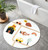 32" White Yellow And Red Cotton Cars Round Youthful Bath Rug