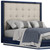Blue and Gray Wood And Tufted Faux Leather Lighted Queen Bed Frame