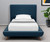 Denim Blue Solid Wood Twin Upholstered Linen Bed