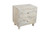 24" Natural And White Solid Wood Distressed Carved Scrollwork Two Drawer Nightstand