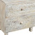 24" Natural And White Solid Wood Distressed Carved Scrollwork Two Drawer Nightstand