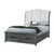 Gray Distressed Wood And Upholstery Queen Bed Frame With Drawers
