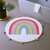 32" White Pink And Yellow Cotton Rainbows Round Youthful Bath Rug