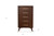 28" Walnut Solid Wood Five Drawer Chest