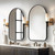 Set of Two Black Arch Iron Framed Bathroom Vanity Mirrors