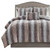 Set of Four Gray And Pink Striped Queen Ring Stitch Polyester Sham And Comforter - 880016417845