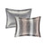 Set of Four Gray And Pink Striped Queen Ring Stitch Polyester Sham And Comforter - 880016417845
