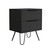 22" Black Wood Two Drawer Nightstand