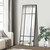 63" Black Iron Window Pane Geometric Framed Full Length Hanging Mirror
