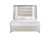 Beige White And Chrome Wood Upholstered Lighted Queen Bed Frame