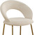 White and Gold Boucle and Metal Curved Back Dining Side Chair