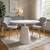 36" White Wood and Metal Pedestal Base Round Top Dining Table