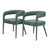 Set of Two Green Upholstered Linen Open Back Dining Side Chairs