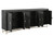 95" Black Distressed Solid Wood Carved Geometric Sideboard with Six Doors