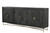 95" Black Distressed Solid Wood Carved Geometric Sideboard with Six Doors
