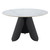 48" White and Black Faux Marble and Steel Pedestal Base Round Top Dining Table
