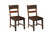 Set of Two Dark Brown Solid Wood Ladder Back Dining Side Chairs