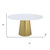 54" Gray White and Gold Marble and Metal Pedestal Base Round Top Dining Table