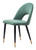 Set of Two Green Black and Gold Upholstered Velvet Open Back Dining Side Chairs