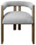 Gray And Brown Upholstered Boucle Open Back Dining Arm Chair