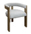 Gray and Brown Upholstered Boucle Open Back Dining Arm Chair